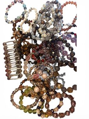 Mixed Beaded Stretch Bracelet Lot - 30 Bracelets